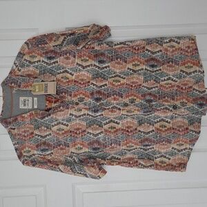 MENS FATFACE SHIRT CASUAL BUTTON UP MULTICOLOR AZTEC HEXAGON NWT LARGE